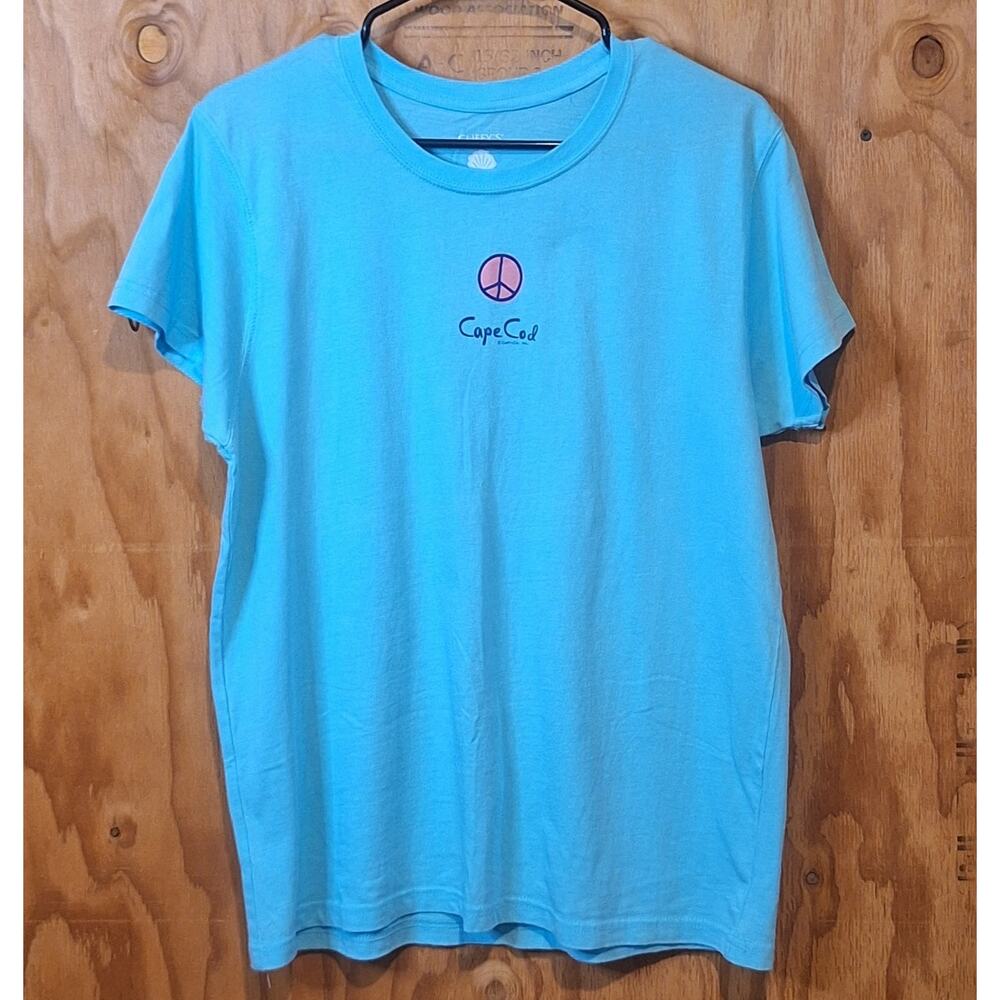 Cuffy's of Cape Cod T-Shirt Women's Large Peace Beach Spring Summer Cotton